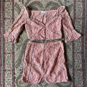 Tobi Two-Piece Rose Lace Set, Size Small